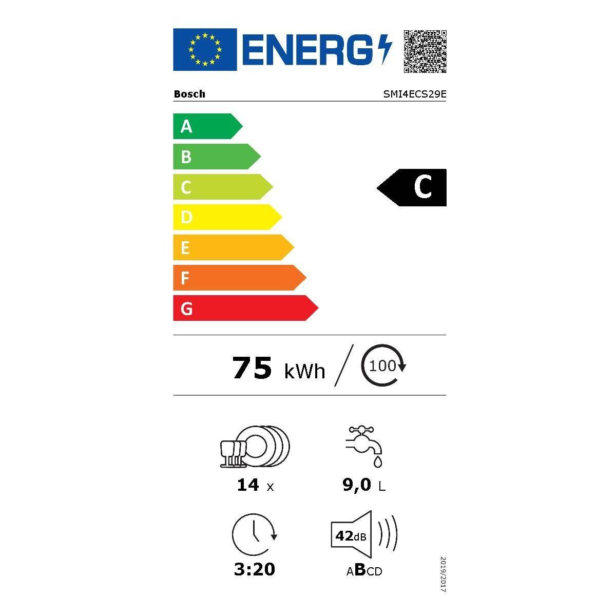 BOSCH Lave vaisselle encastrable SMI4ECS29E Serenity Série 4 Silence Plus