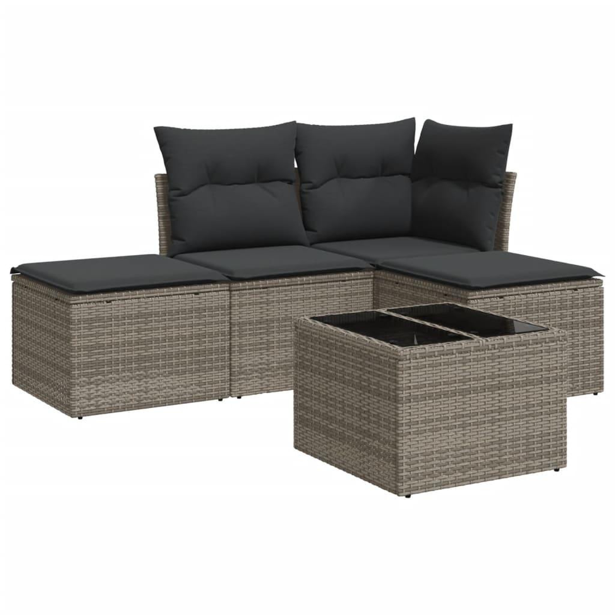 Voir la diapositive 2 : VIDAXL Salon de jardin 5 pcs avec coussins gris resine tressee