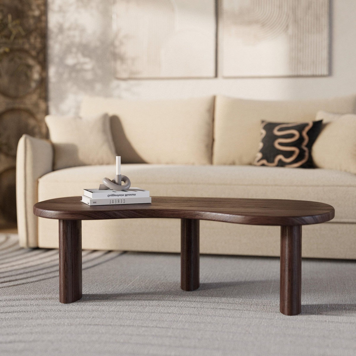 Rendez vous déco Table basse organique en bois massif de mindi foncé-Brandan
