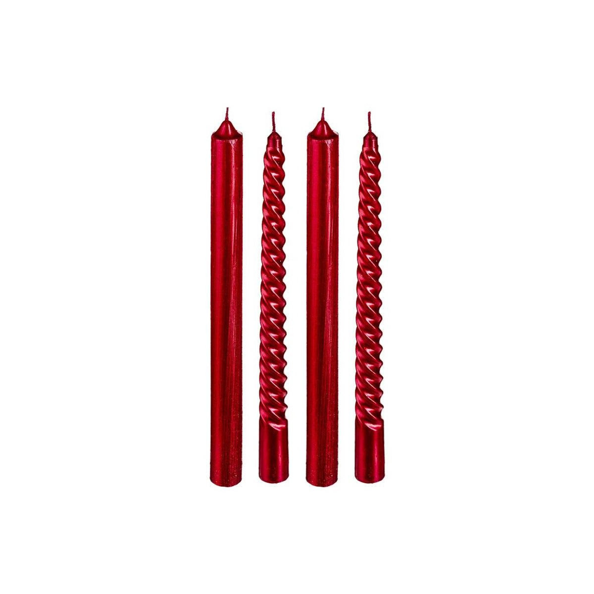 FEERIC LIGHT & CHRISTMAS Lot de 4 Bougies Bâton  Colorama  48g Rouge