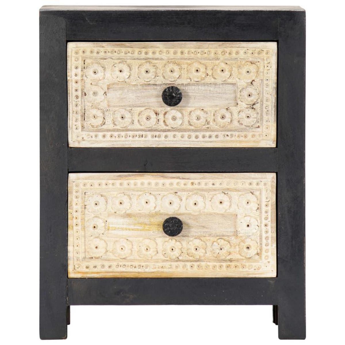 VIDAXL Table de chevet sculptee a la main Gris 40x30x50 cm Manguier