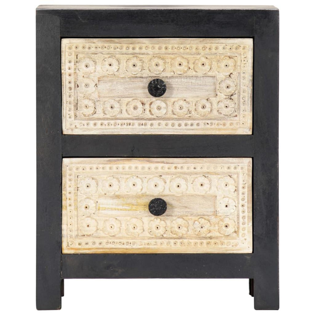 VIDAXL Table de chevet sculptee a la main Gris 40x30x50 cm Manguier