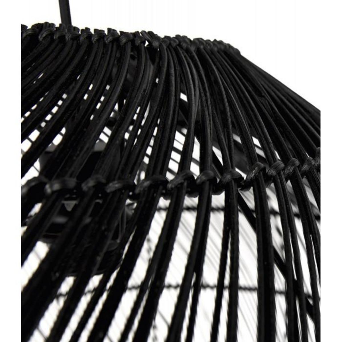 Paris Prix Lampe Suspension en Rotin  Eunice  60cm Noir