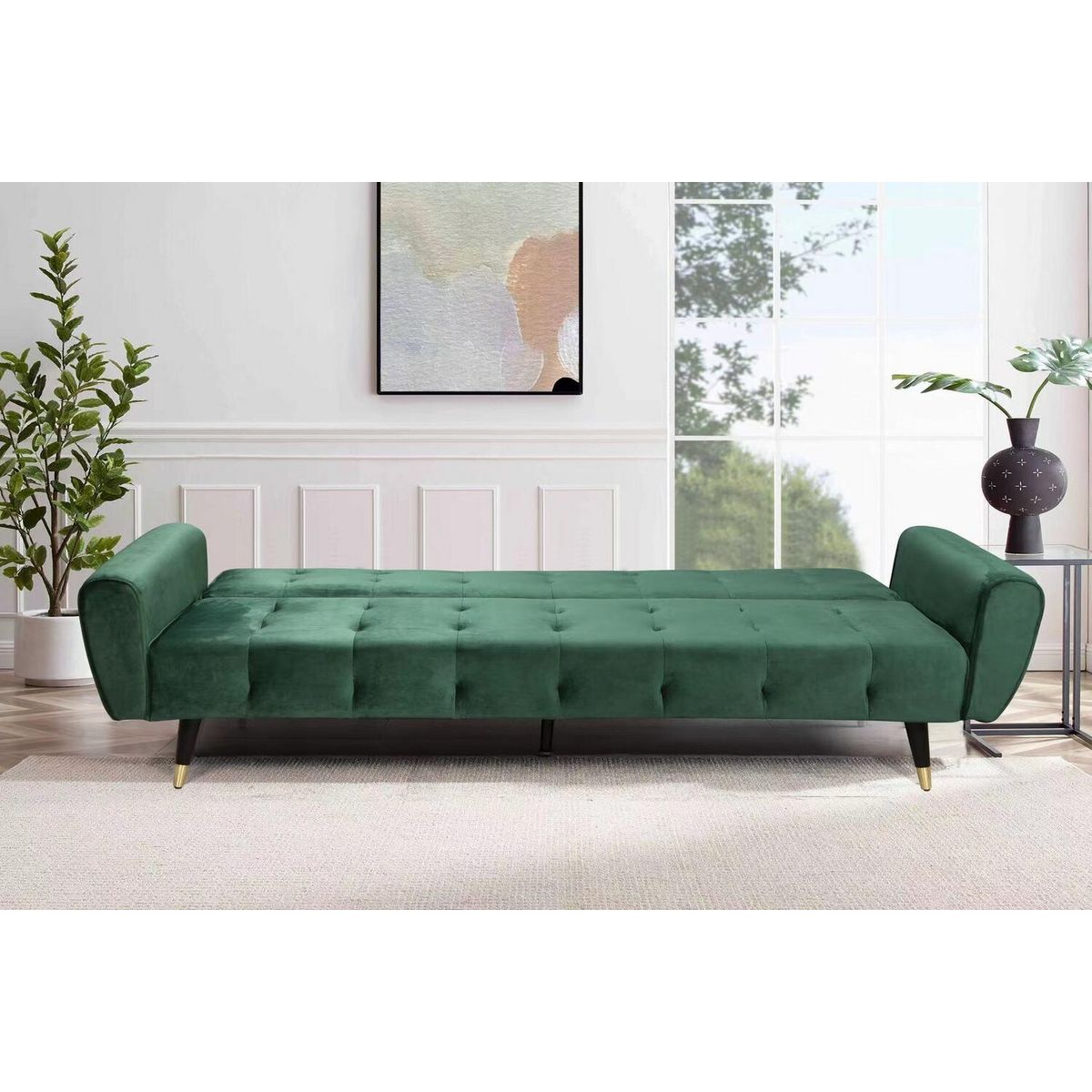 CONCEPT USINE Canapé 3 places velours vert ONTARIO