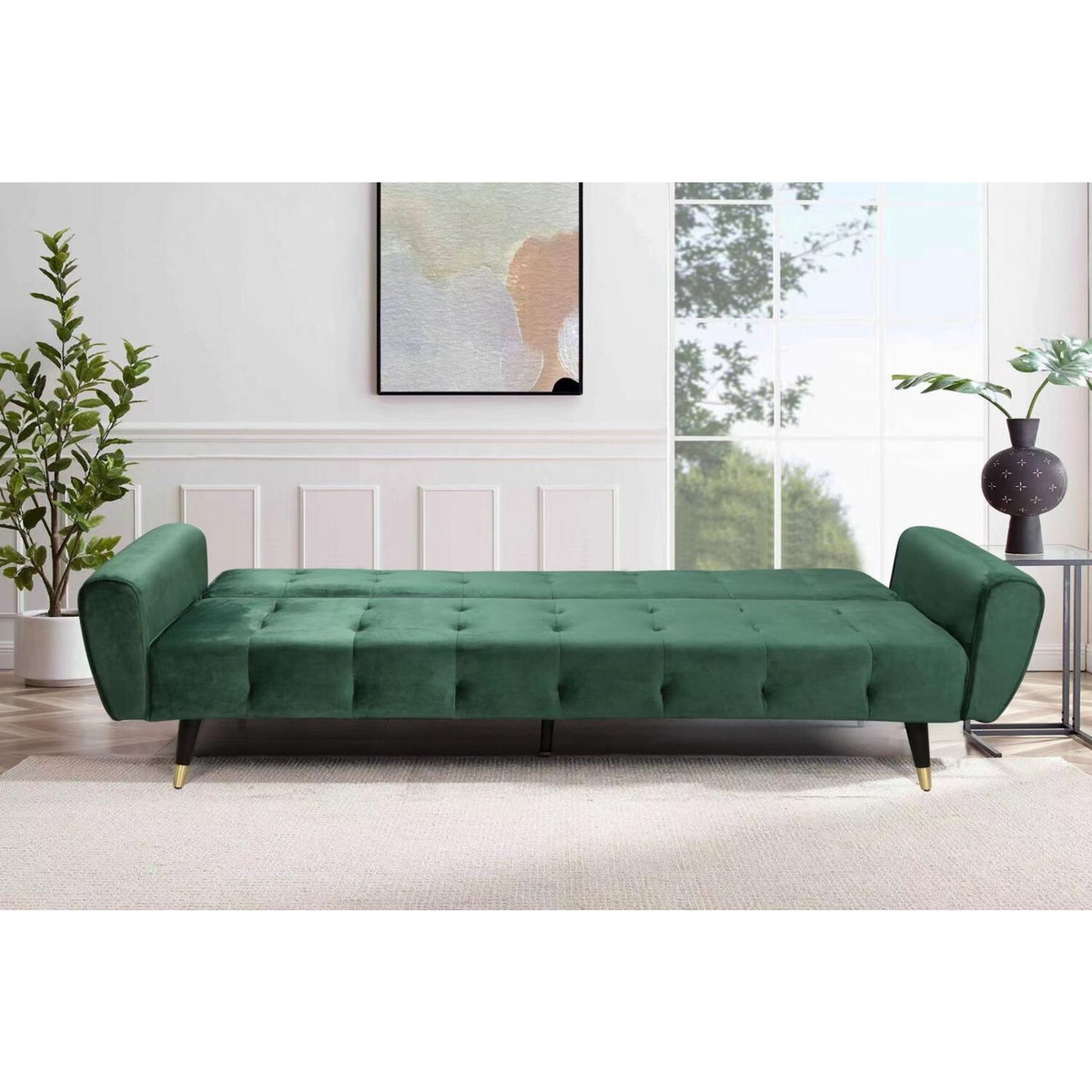 CONCEPT USINE Canapé 3 places velours vert ONTARIO