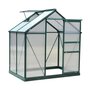 Voir la diapositive 1 : OUTSUNNY Serre de jardin aluminium polycarbonate 2,51 m² dim. 1,9L x 1,32l x 2,01H m lucarne, porte coulissante + fondation incluse alu. vert polycarbonate transparent