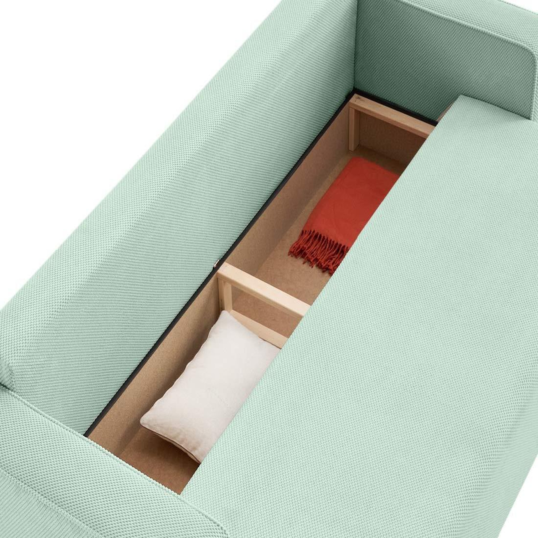 Voir la diapositive 3 : BEST MOBILIER Topaze - canapé droit 3 places convertible avec coffre en velours texturé