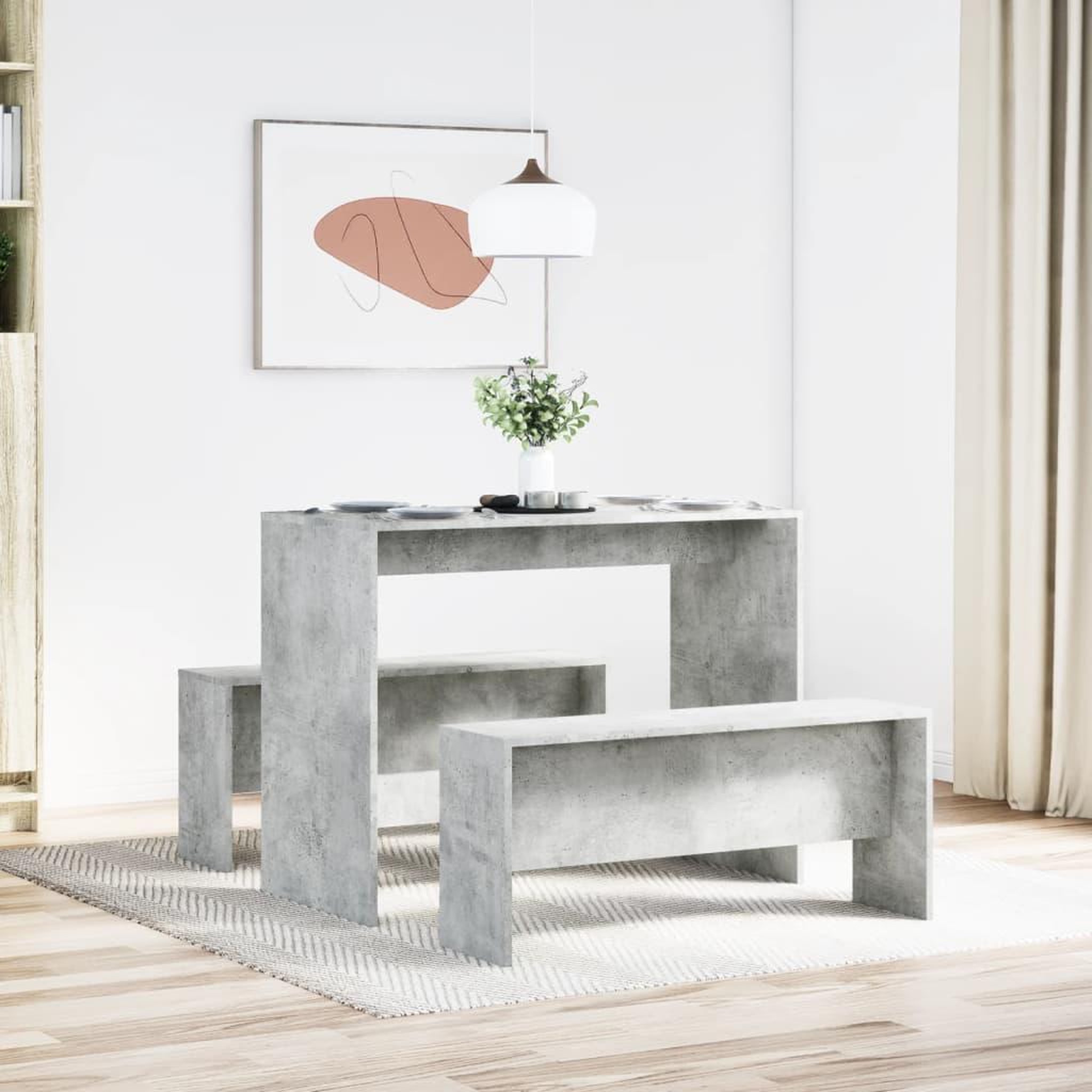Voir la diapositive 3 : VIDAXL Ensemble table a manger et bancs 3 pcs bois d'ingenierie