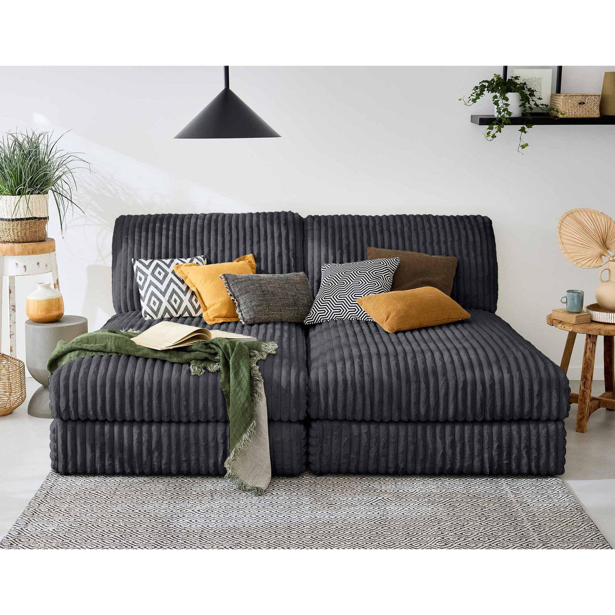 LISA DESIGN Jasper - canapé modulable 3 places - en fausse fourrure côtelée