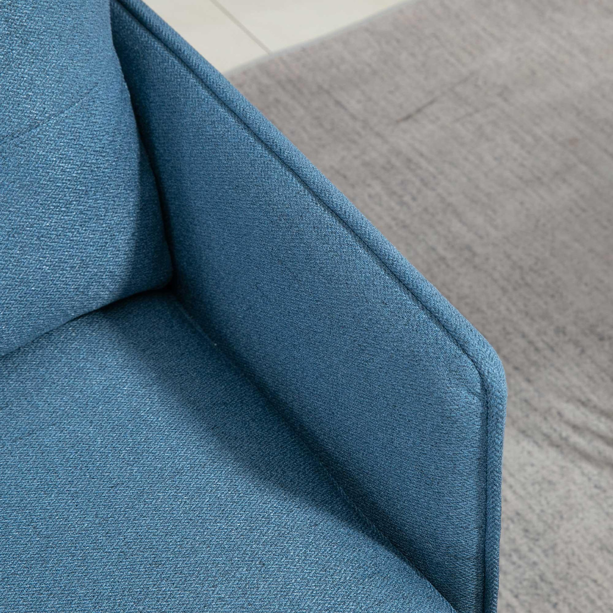 Voir la diapositive 6 : HOMCOM Fauteuil style art-déco dossier effet capitonné piètement incliné effilé métal noir extrémités dorées tissu bleu