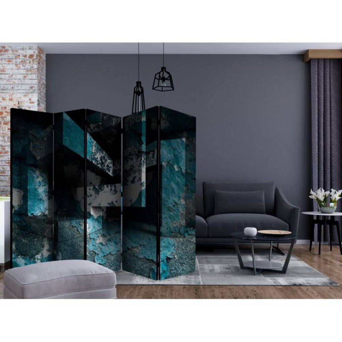 Paris Prix Paravent 5 Volets  Azure Geometry  172x225cm