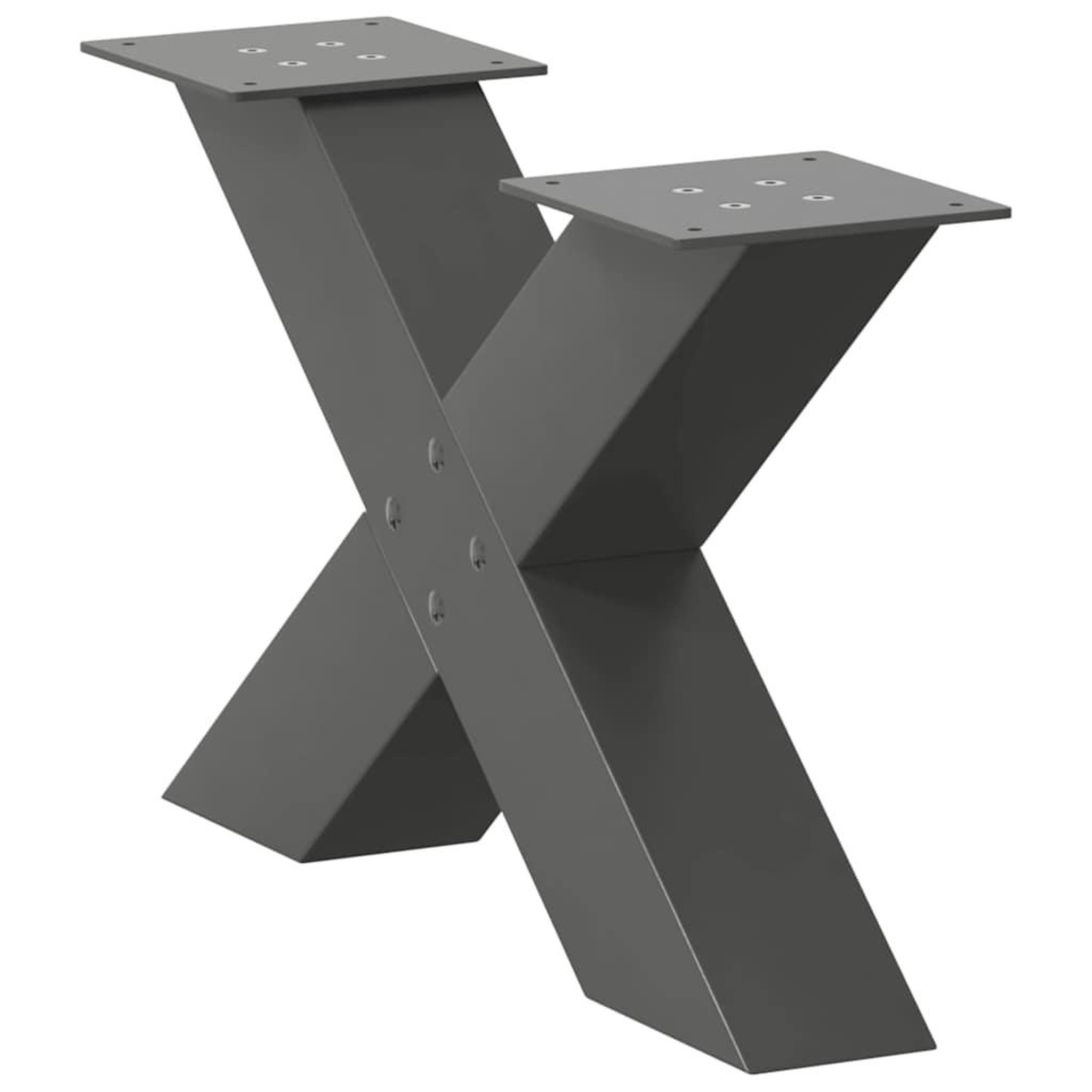 Voir la diapositive 4 : VIDAXL Pieds de table basse forme de X 2 pcs anthracite 60x(30-31) cm