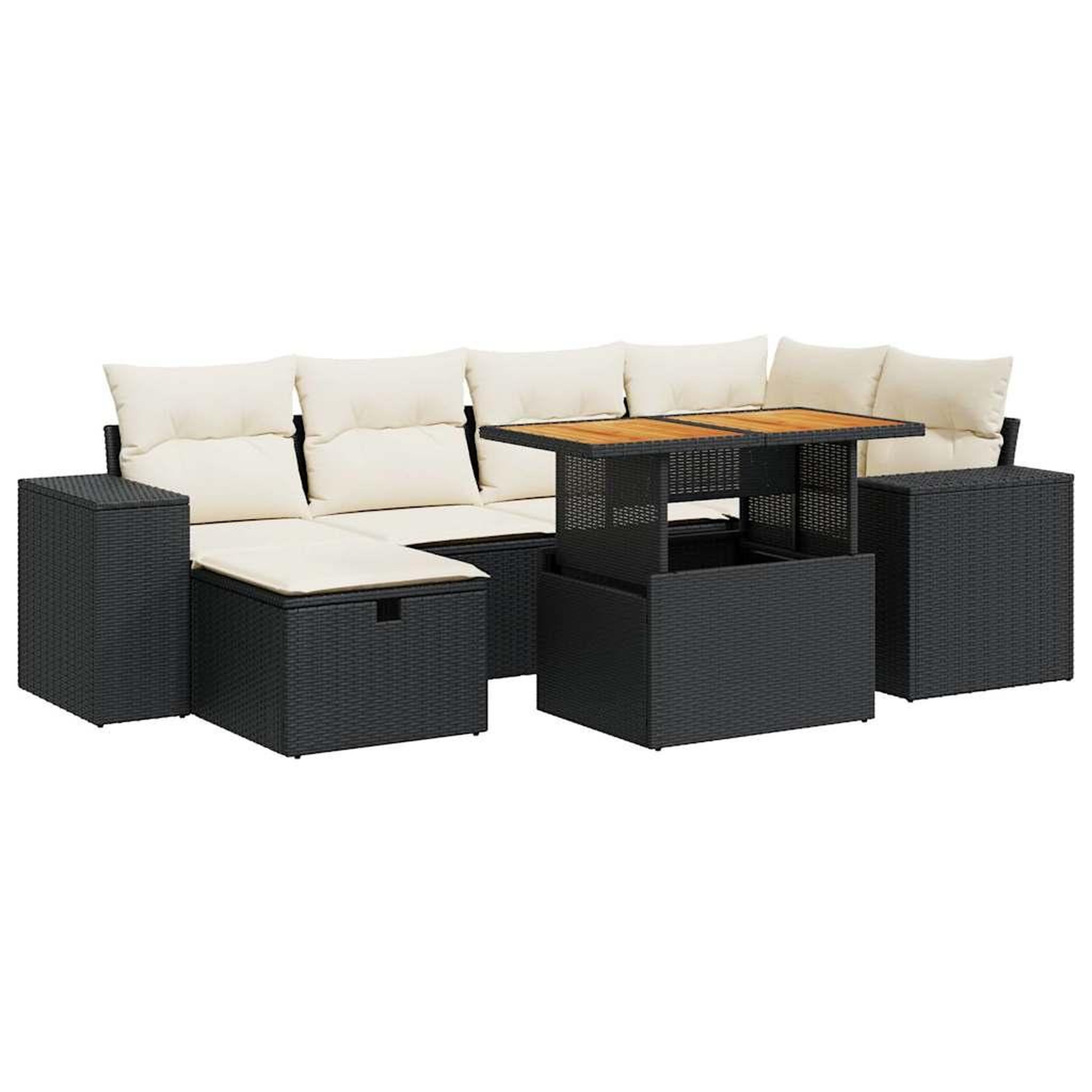 Voir la diapositive 2 : VIDAXL Salon de jardin avec coussins 8 pcs noir resine tressee acacia