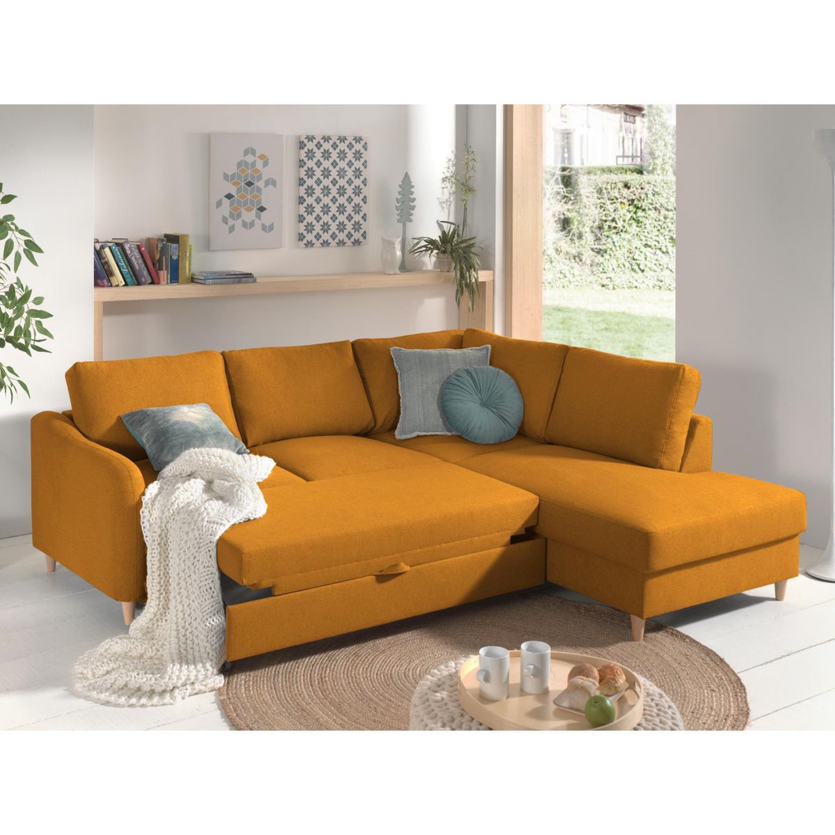 LISA DESIGN Will - canapé d'angle droit - convertible - 5 places - en tissu