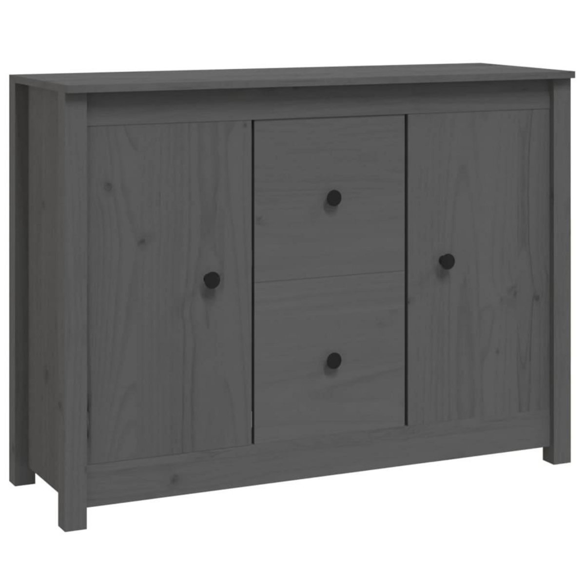 VIDAXL Buffet Gris 100x35x74 cm Bois massif de pin