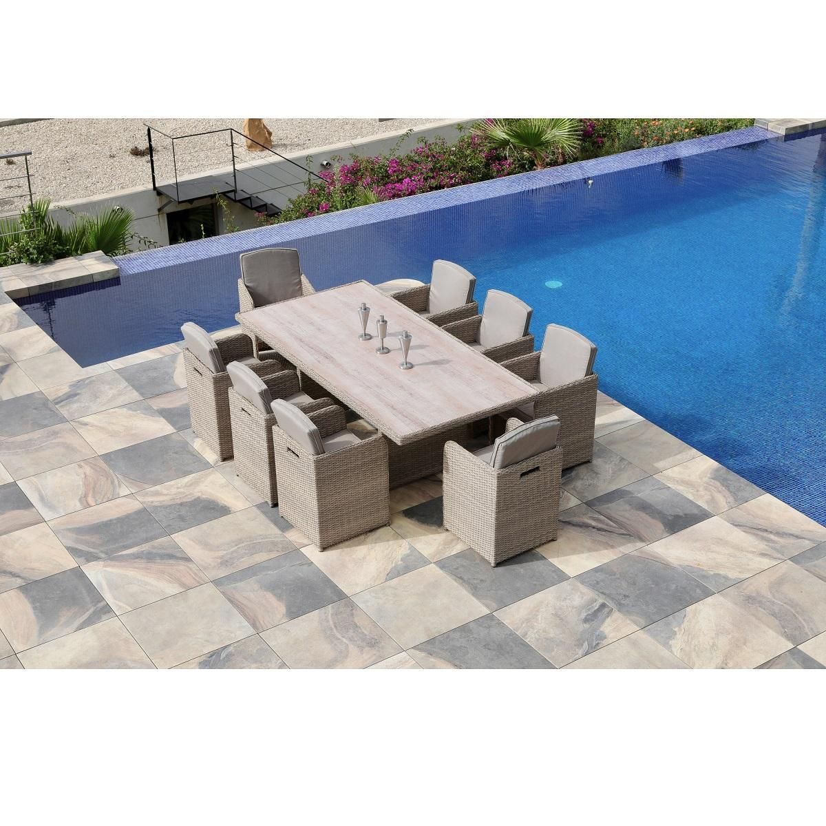 Salon de jardin encastrable 8 personnes ACACIA
