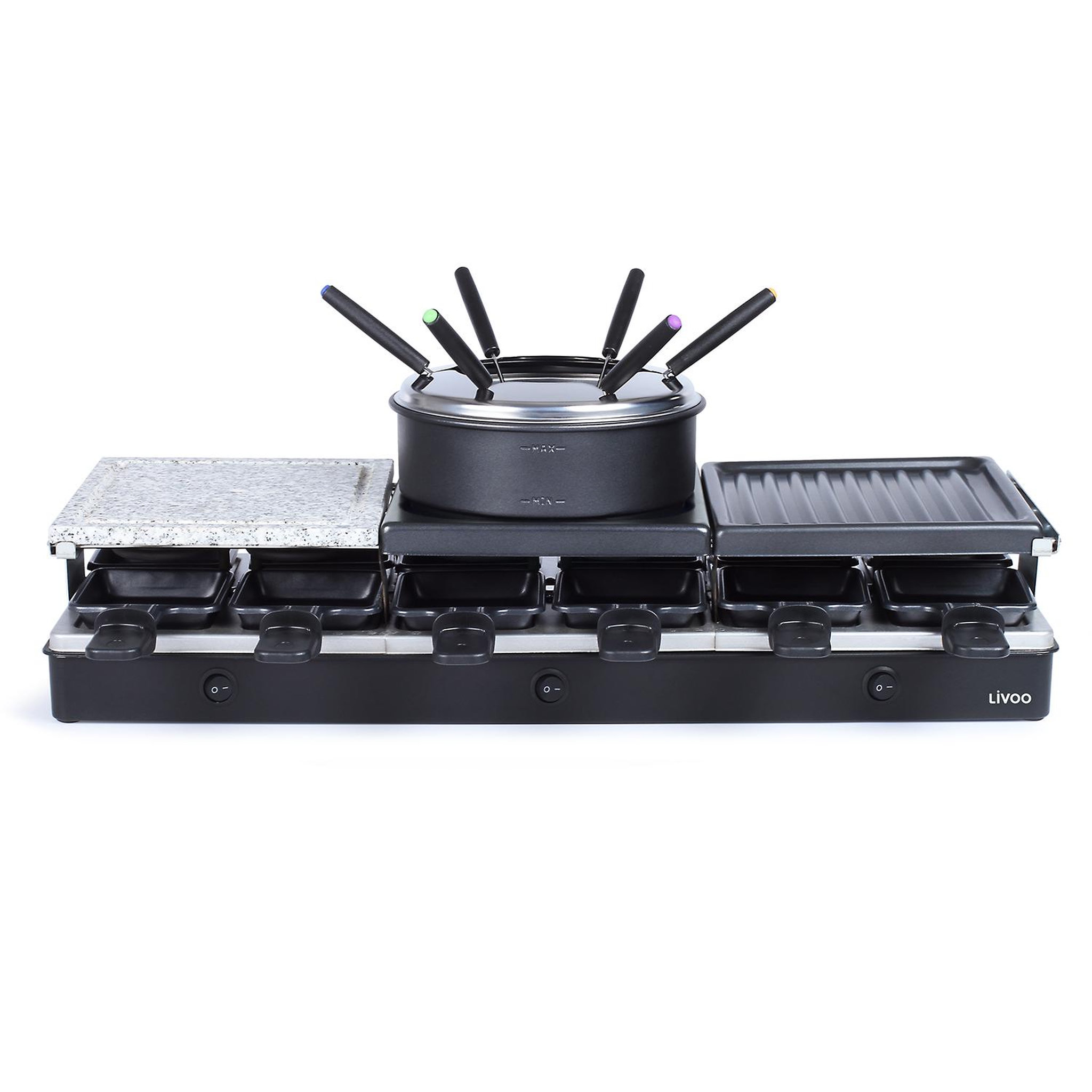 LIVOO Appareil à raclette + fondue 12 personnes 1650w - doc234