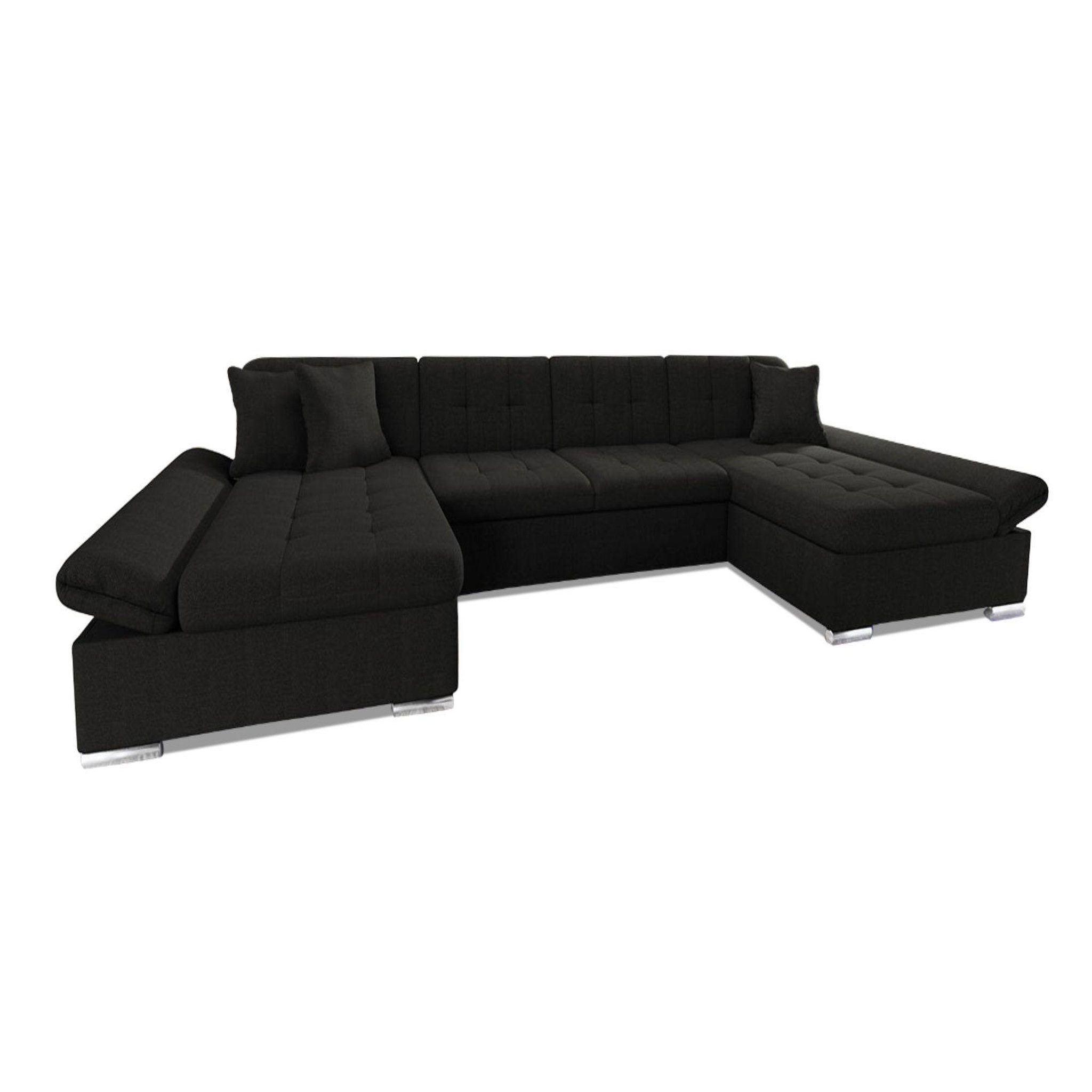 BEST MOBILIER Ulys - canapé panoramique u - convertible avec coffres - 7 places - style contemporain. Coloris disponibles : Noir