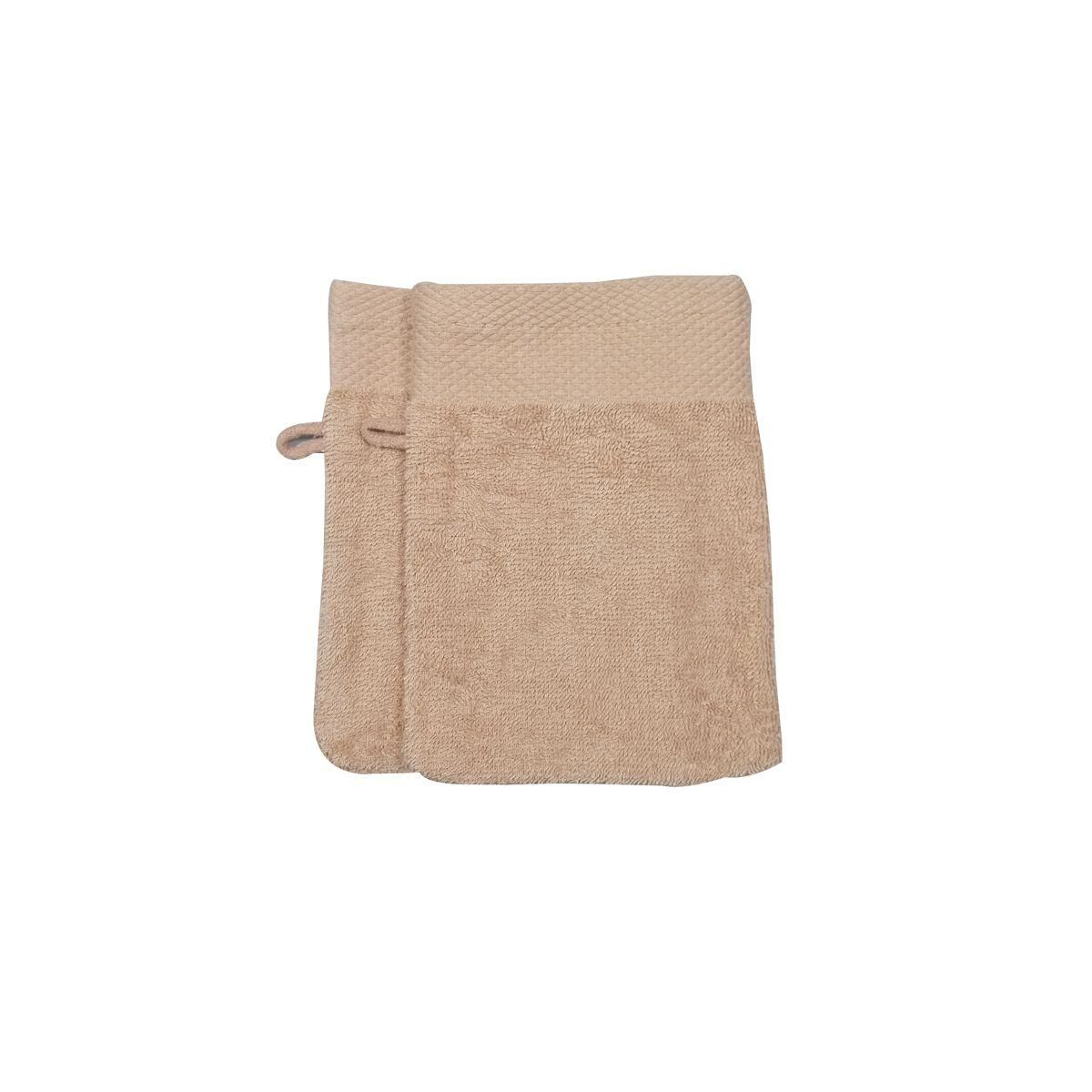 Lot de 2 gants de toilette uni en coton 450gsm
