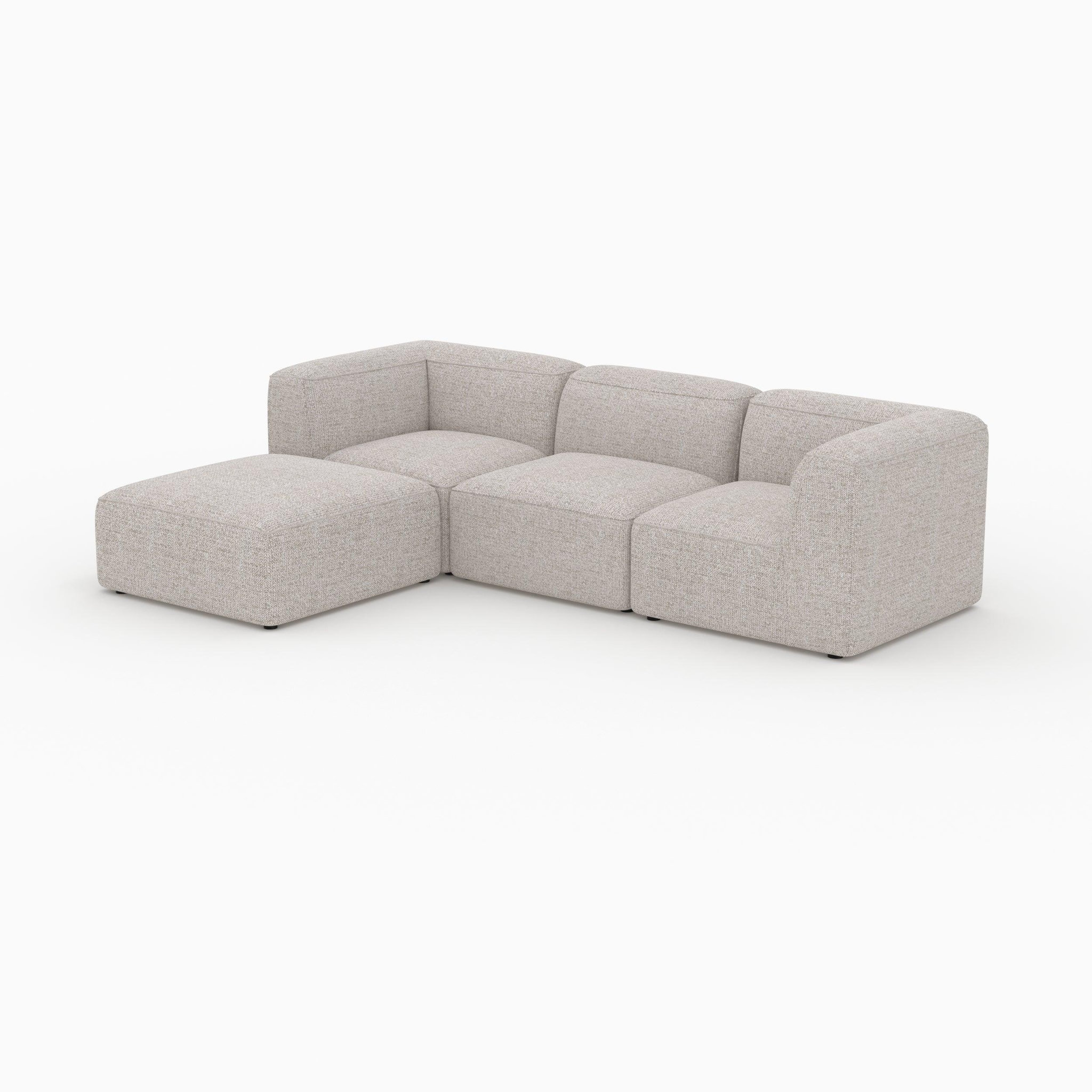 MAISON PAVANE Canapé modulable en tissu beige 3 places avec pouf-Hestia