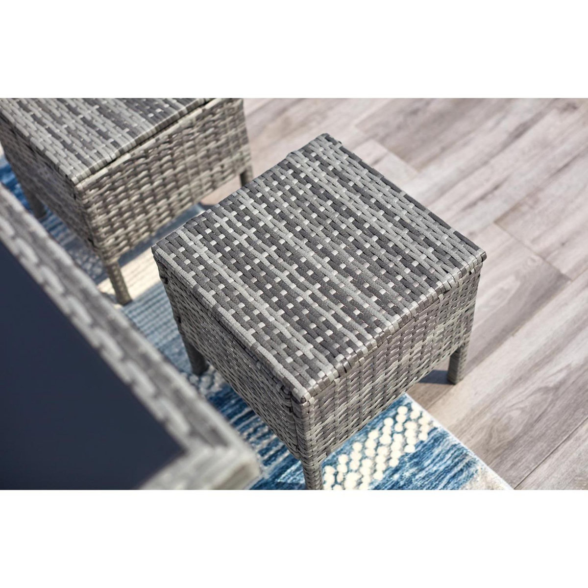 CONCEPT USINE Salon de jardin 8 places en résine noir gris CORDOBA