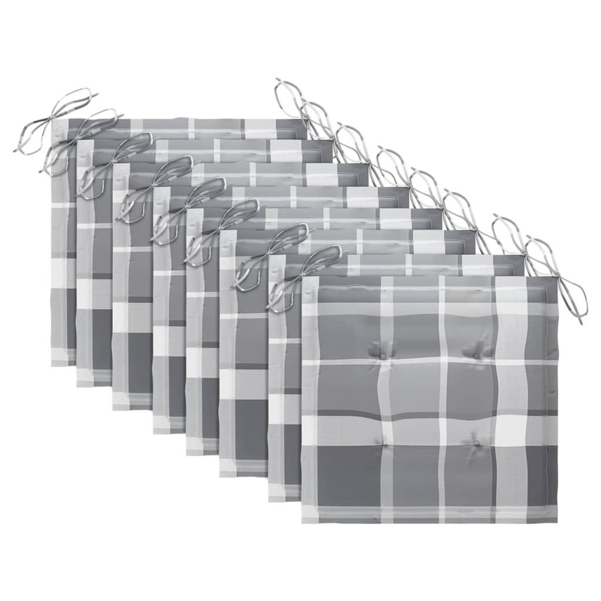 Voir la diapositive 5 : VIDAXL Chaises de jardin lot de 8 et coussins carreaux gris Bois teck