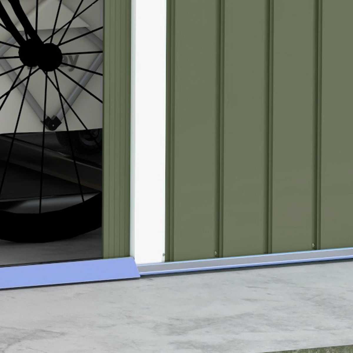 OUTSUNNY Abri de jardin - remise pour outils - cabanon double porte coulissante - fondation incluse - dim. 277L x 191l x 192H cm - tôle d'acier ondulée vert clair