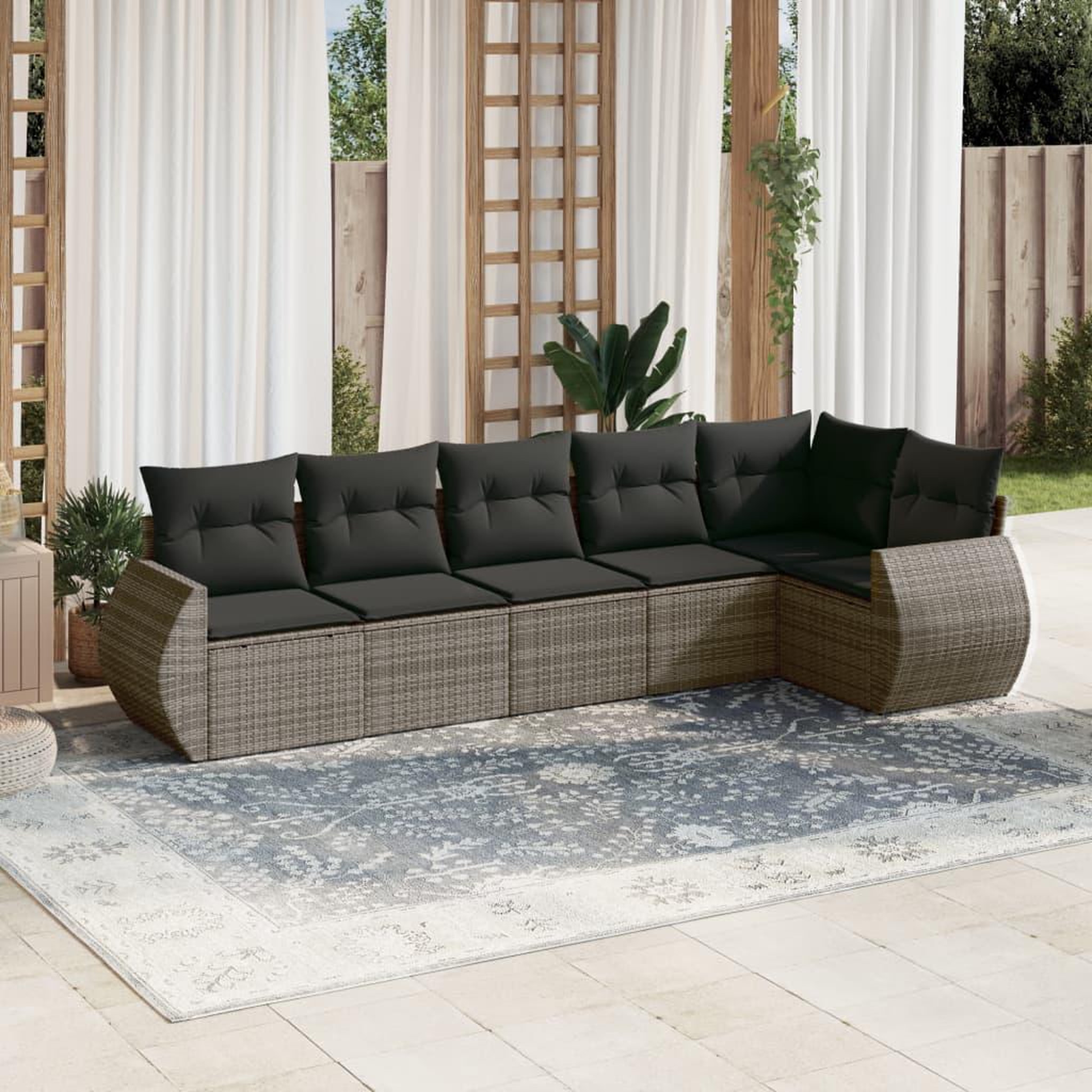 VIDAXL Salon de jardin 6 pcs avec coussins gris resine tressee