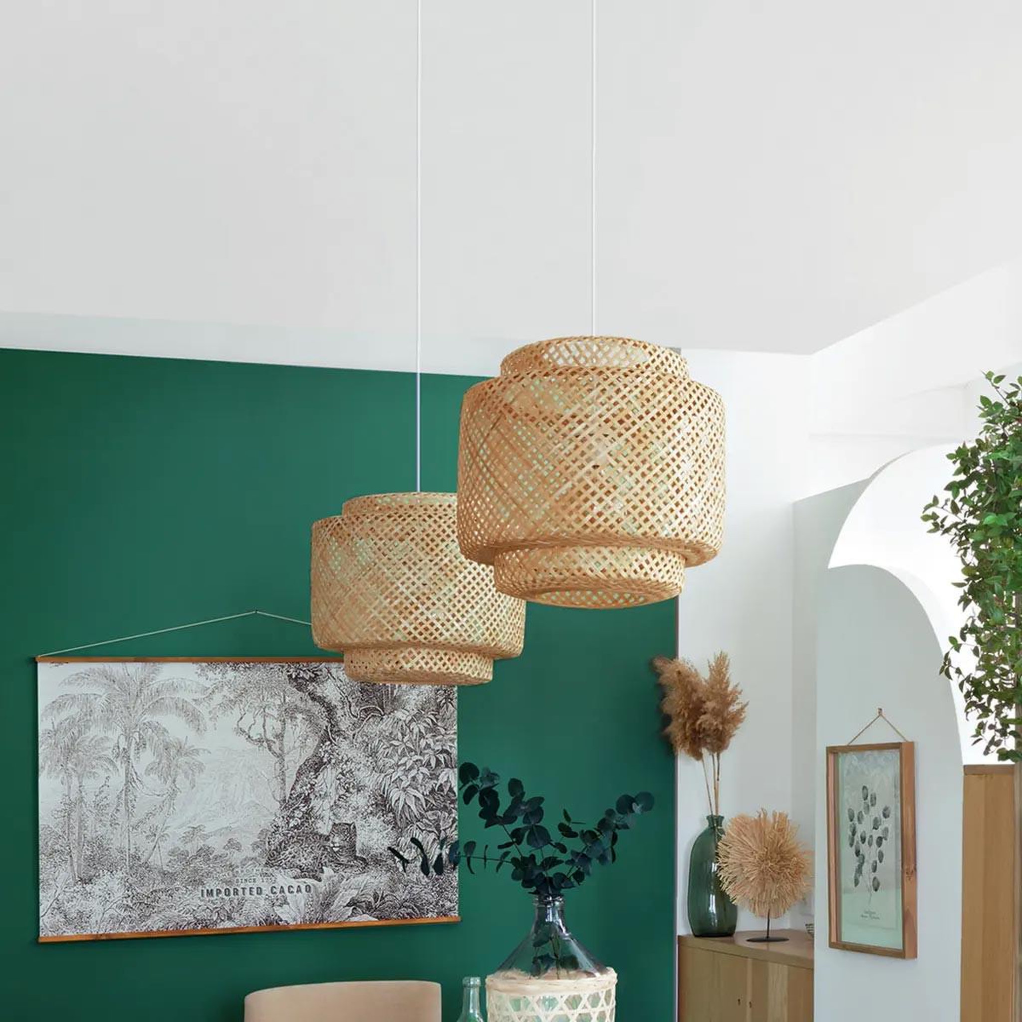 Voir la diapositive 4 : ATMOSPHERA Lampe suspension bambou  liby  40cm naturel