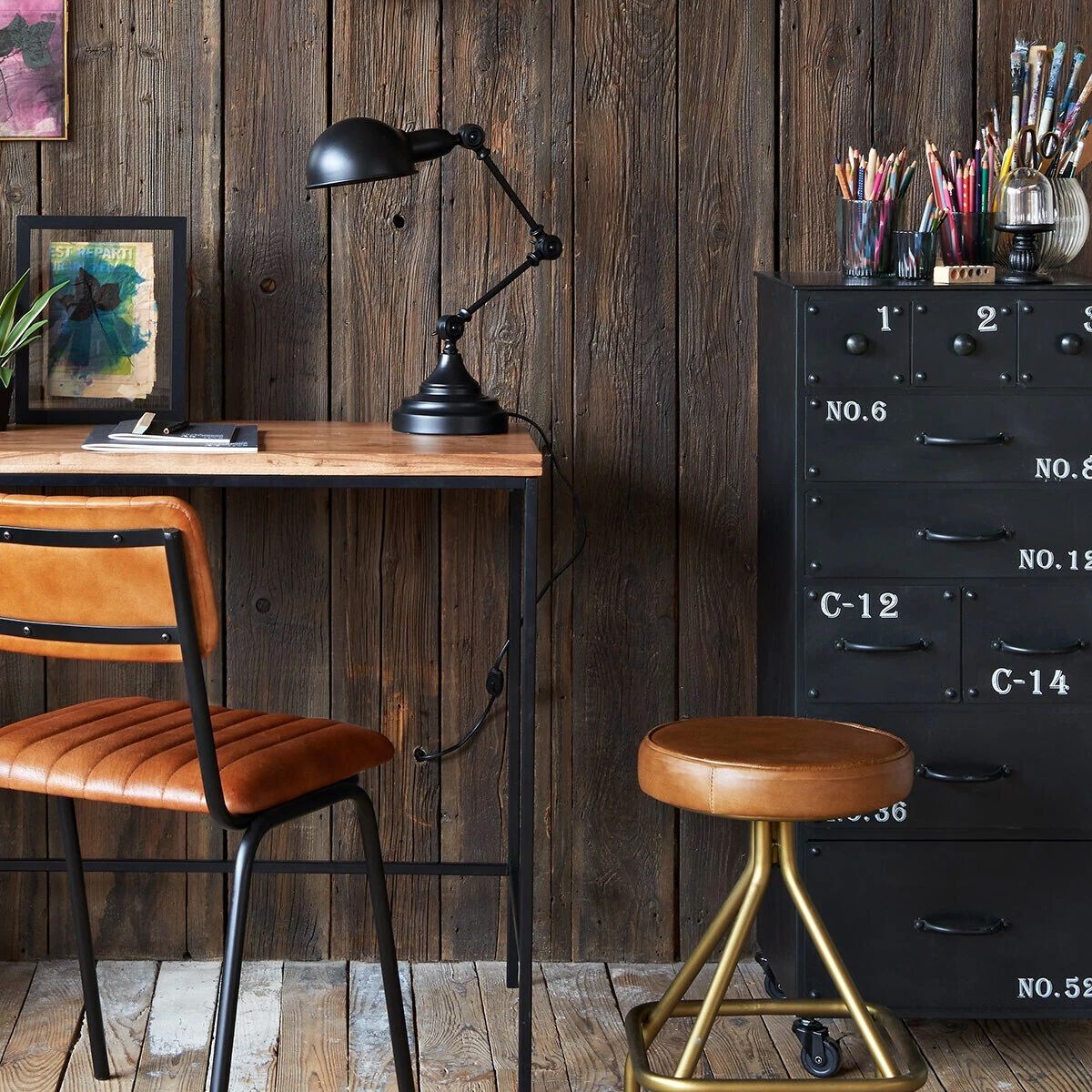 ATMOSPHERA Chiffonnier métal à roulettes 9 tiroirs H97cm ARNAUD