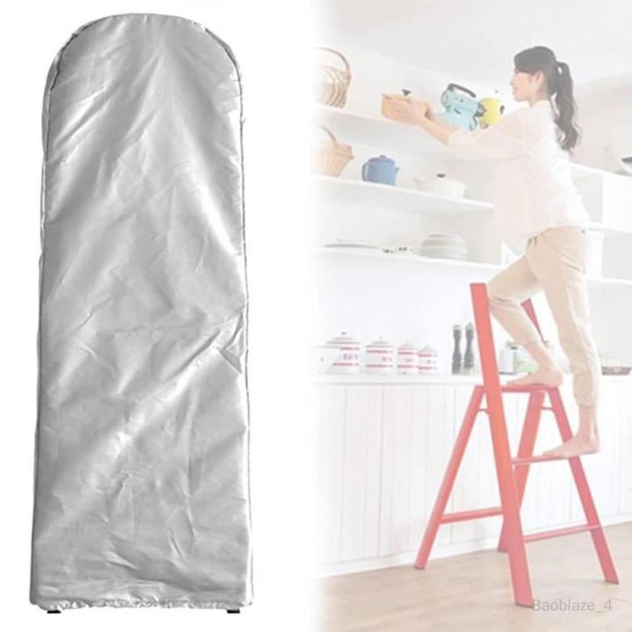 Voir la diapositive 4 : Housse de protection pour échelle à coulisse pliable 4 marches Oxford 2100 argent clair, ouverture élastique, format sac de rangement 50 x 6,5 x 154 cm