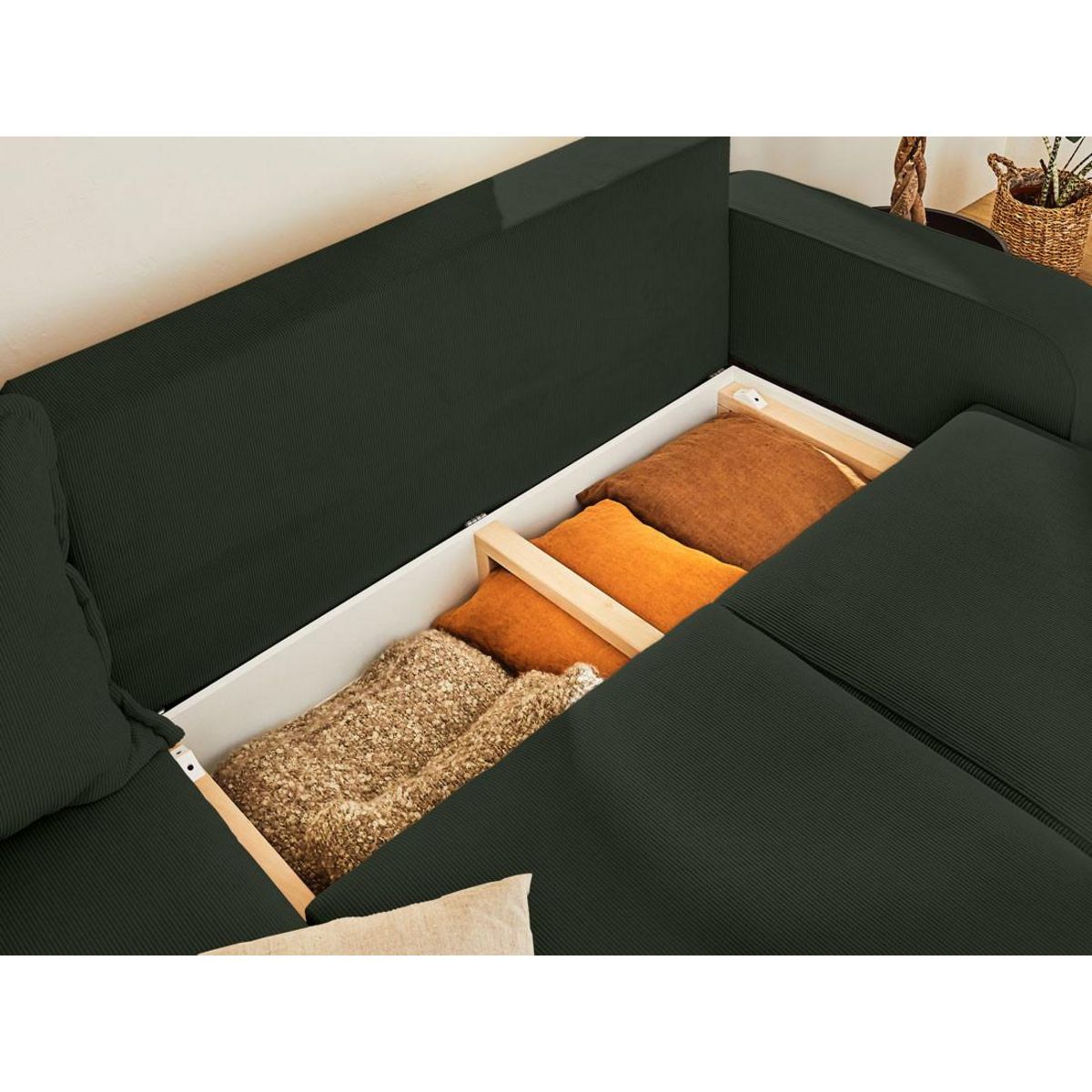 LISA DESIGN Albane - canapé d'angle gauche - 4 places - convertible avec coffre - en velours côtelé