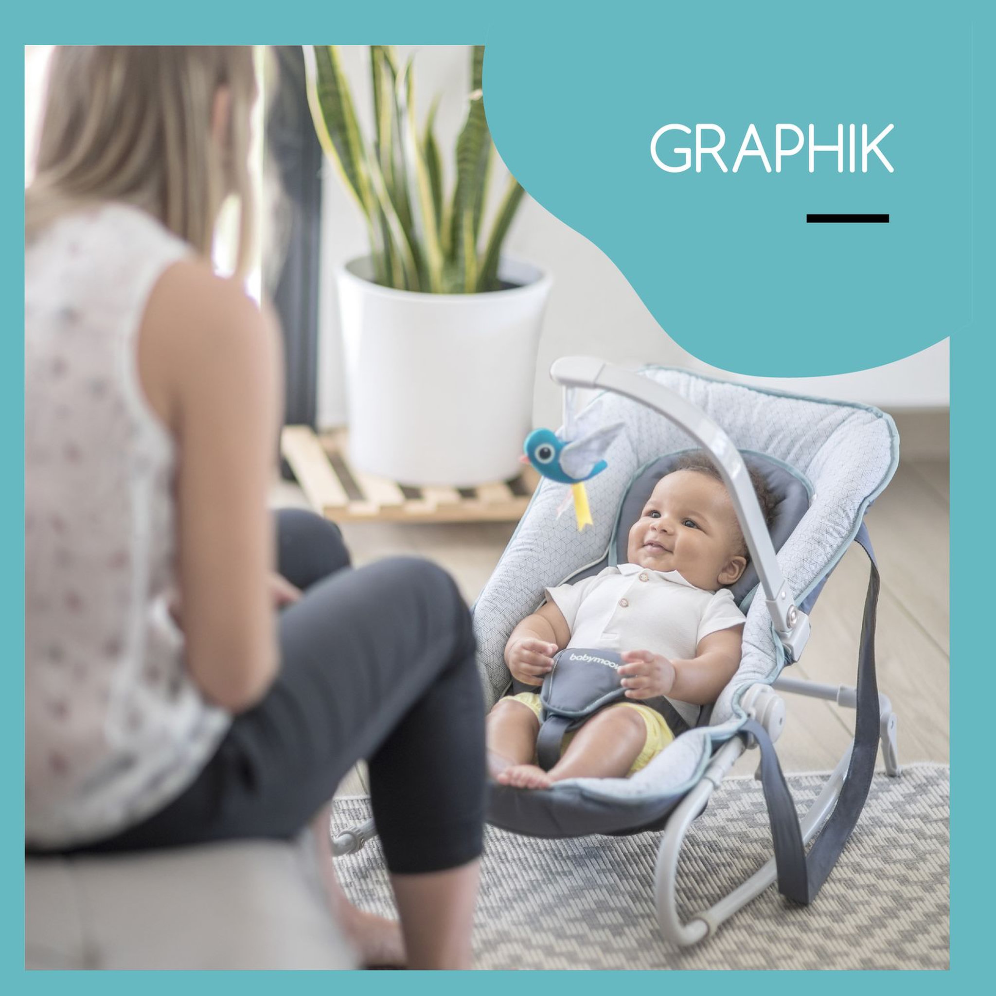Voir la diapositive 2 : BABYMOOV Transat balancelle bébé Graphik - Bleu