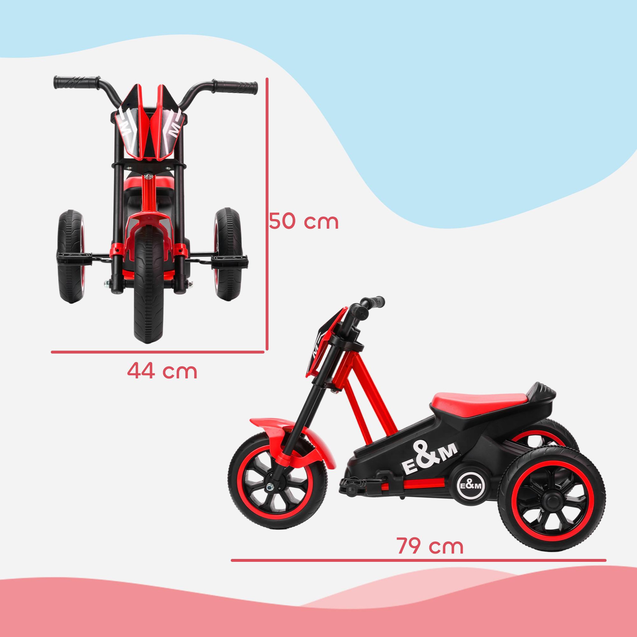 Voir la diapositive 3 : HOMCOM Tricycle enfant moto roues dia. 21,5 cm rouge noir