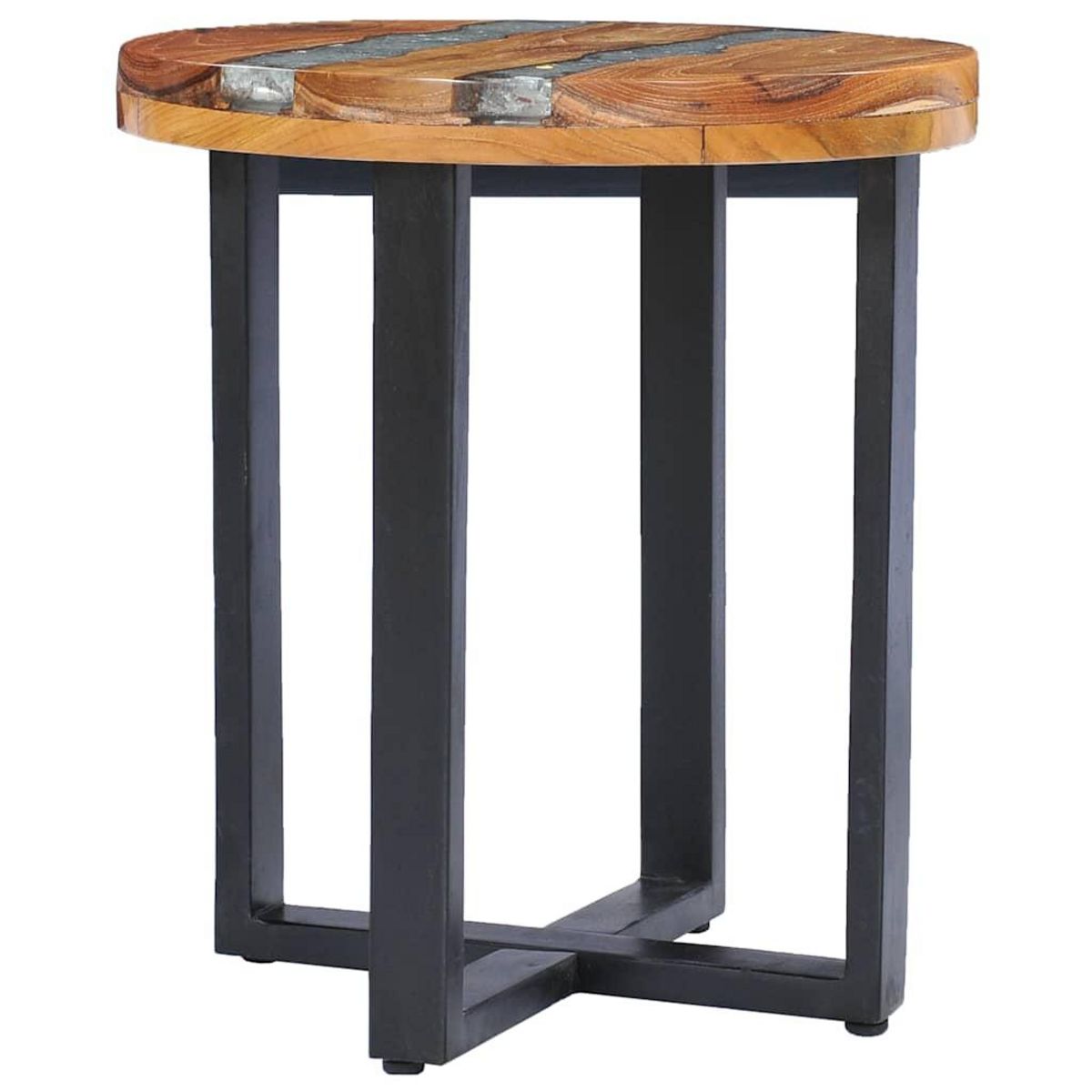 VIDAXL Table basse 40x45 cm Bois de teck massif et polyresine