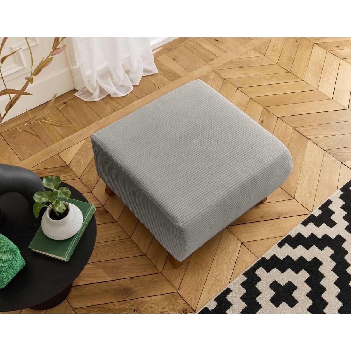 BEST MOBILIER Cristal - pouf modulable - 65 cm - en velours côtelé