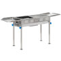Voir la diapositive 1 : OUTSUNNY Barbecue à charbon pliable portable réglable BBQ grill sur pied avec tablettes rabattables, grille, plaque teppanyaki, pinces, récupérateur cendres acier inox.