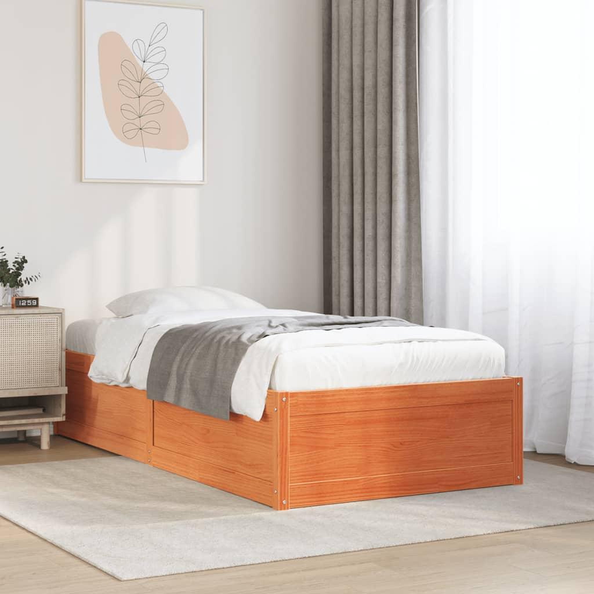 VIDAXL Cadre de lit sans matelas cire marron 75x190 cm bois pin massif