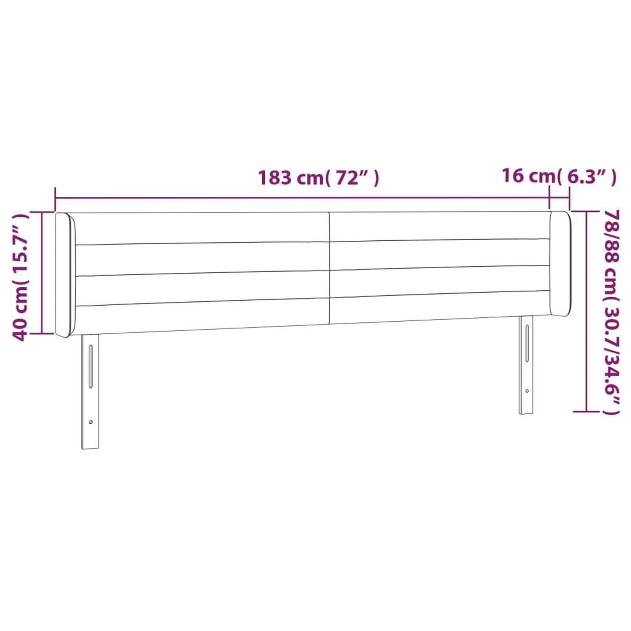 Voir la diapositive 6 : VIDAXL Tete de lit avec oreilles Gris clair 183x16x78/88 cm Velours