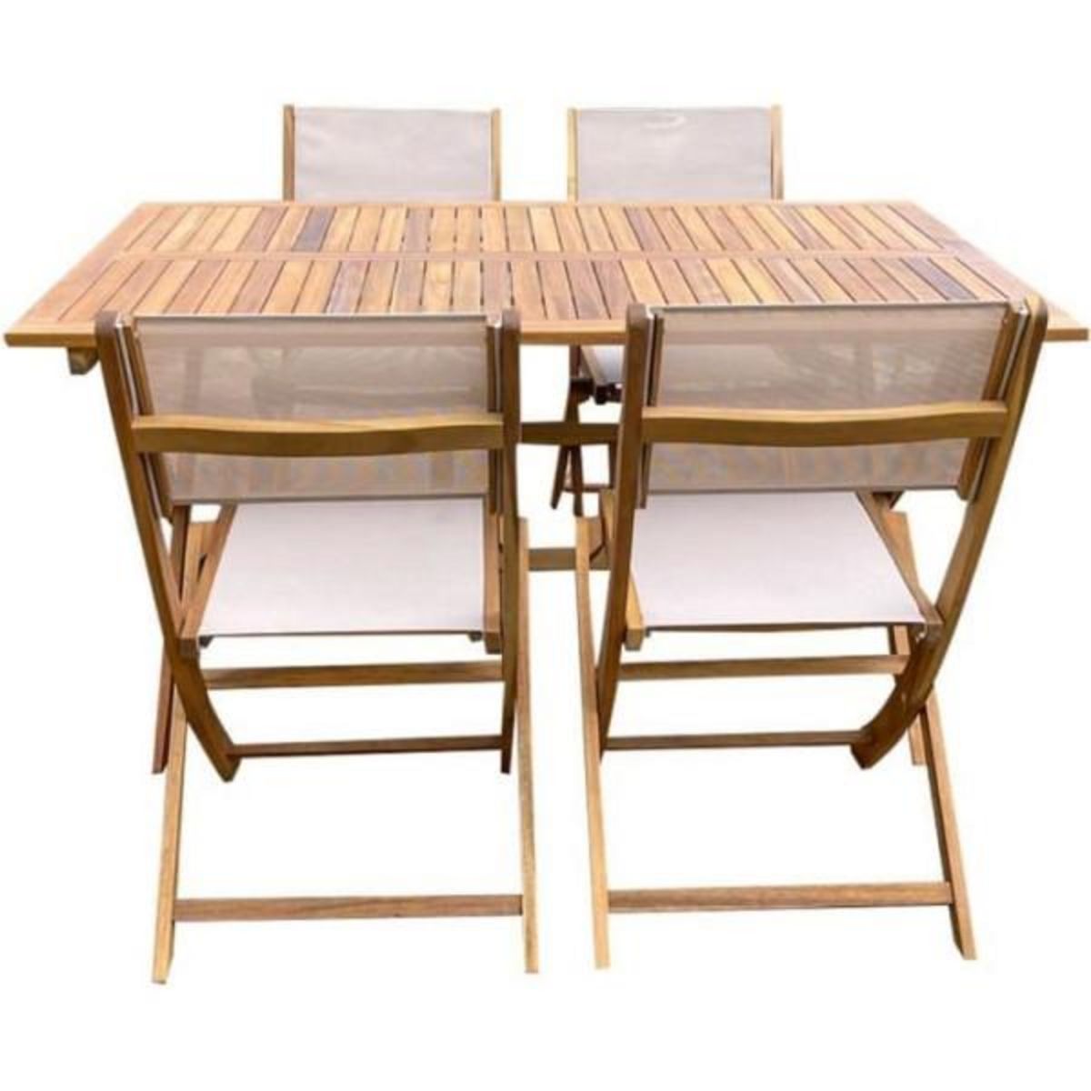 MARKET24 Ensemble repas de jardin en bois d'eucalyptus FSC - BANGGI - 4 personnes