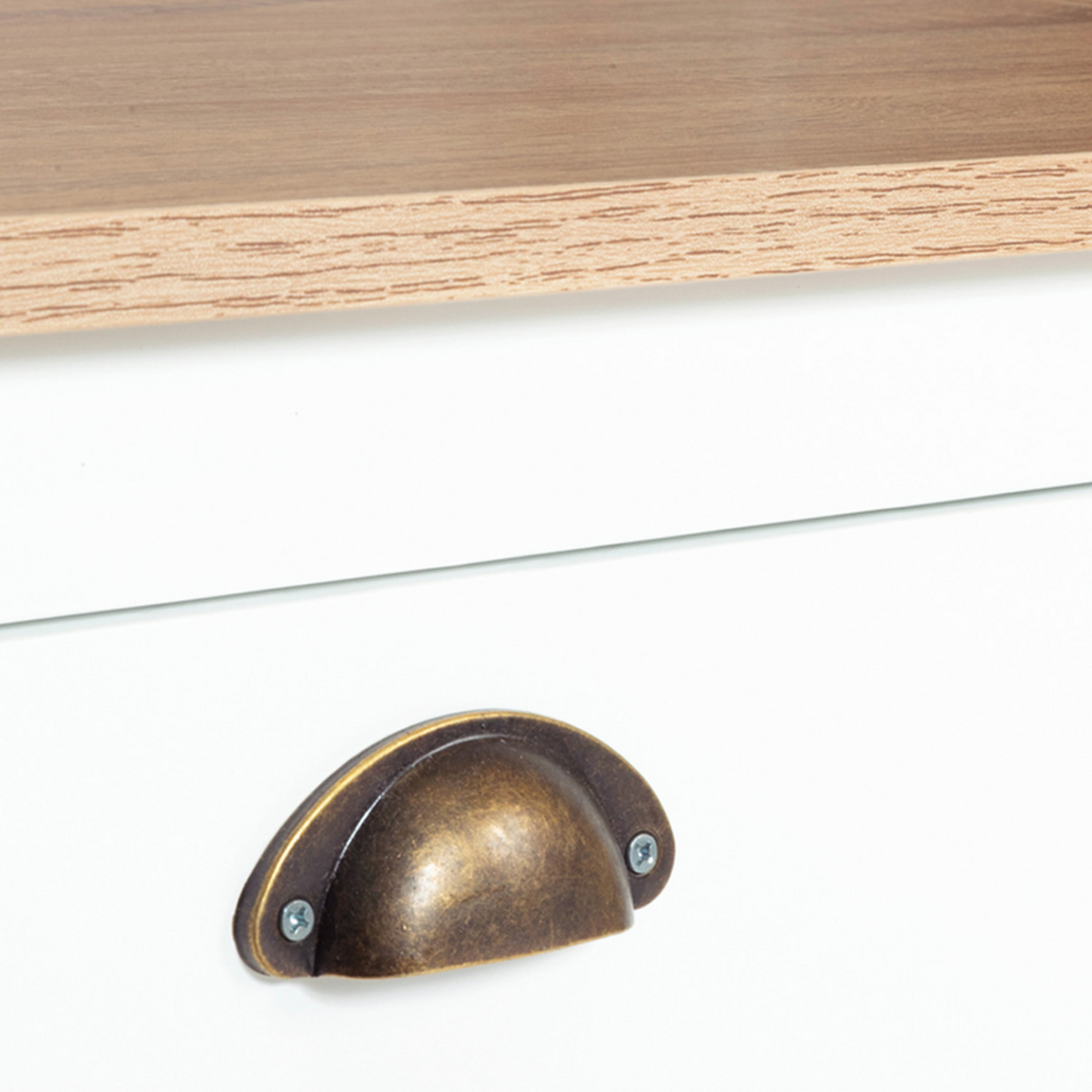 ID MARKET Meuble TV 113 cm campagne ISIS bois et blanc