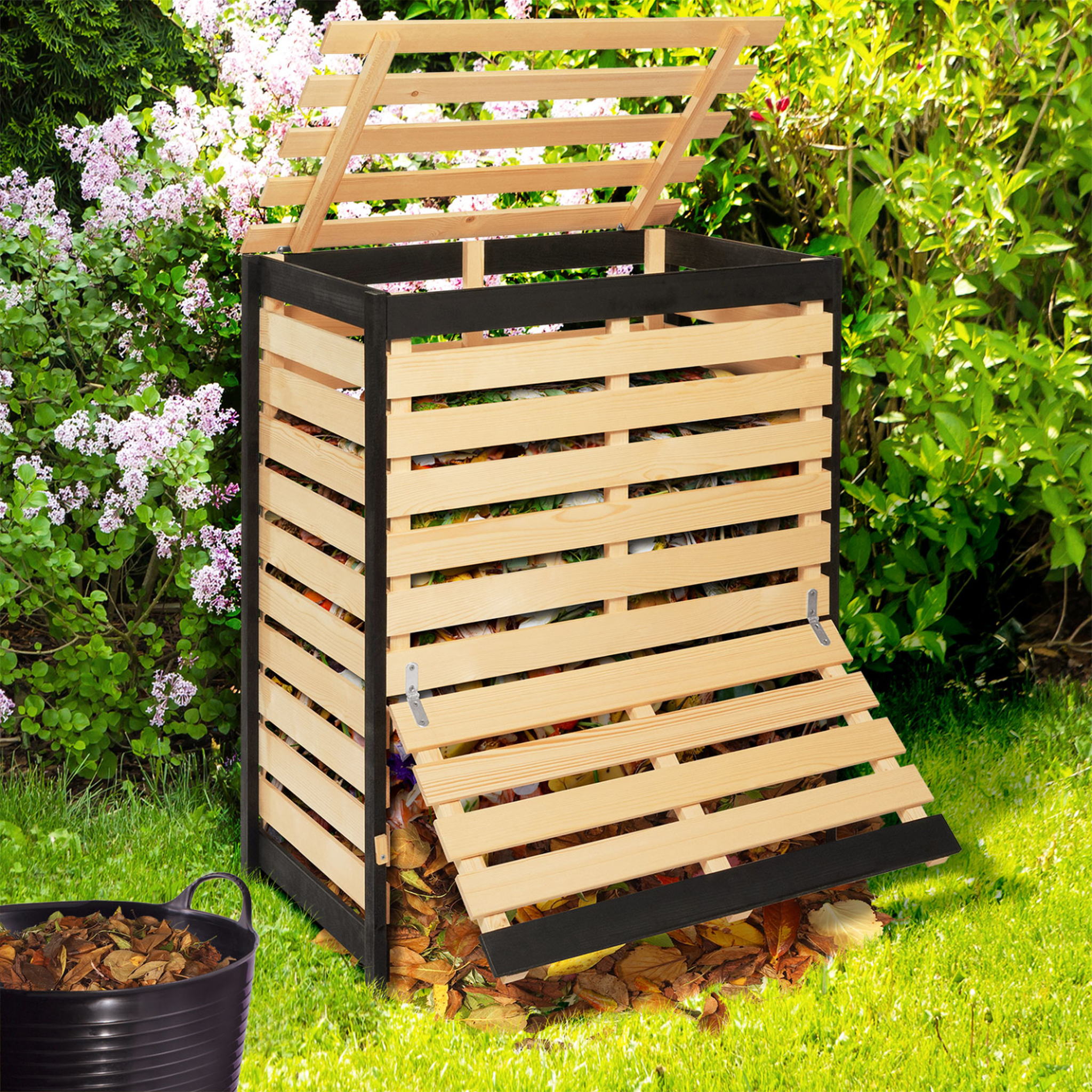 Voir la diapositive 2 : ID MARKET Bac de compostage en bois 360l