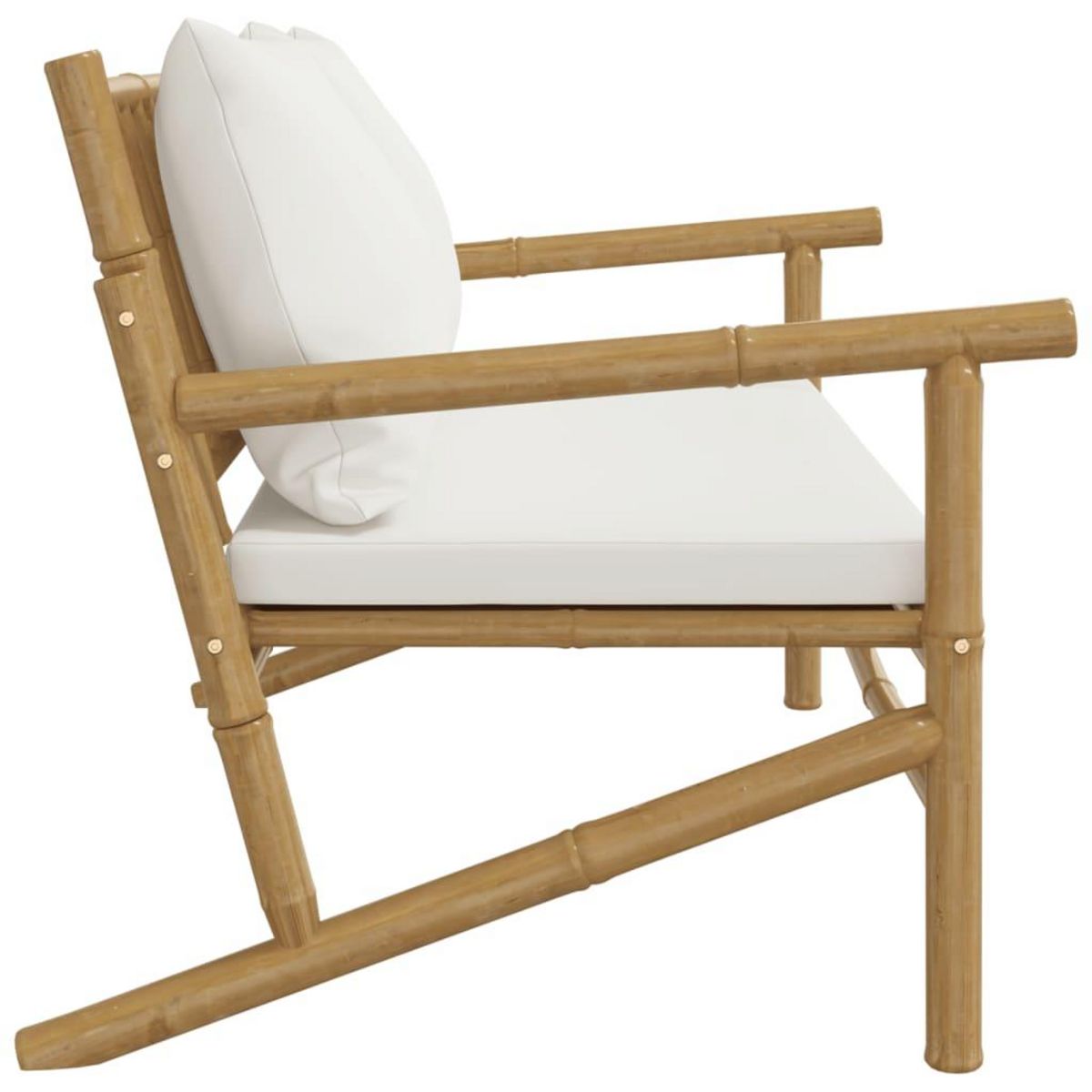 VIDAXL Banc de jardin avec coussins blanc creme bambou