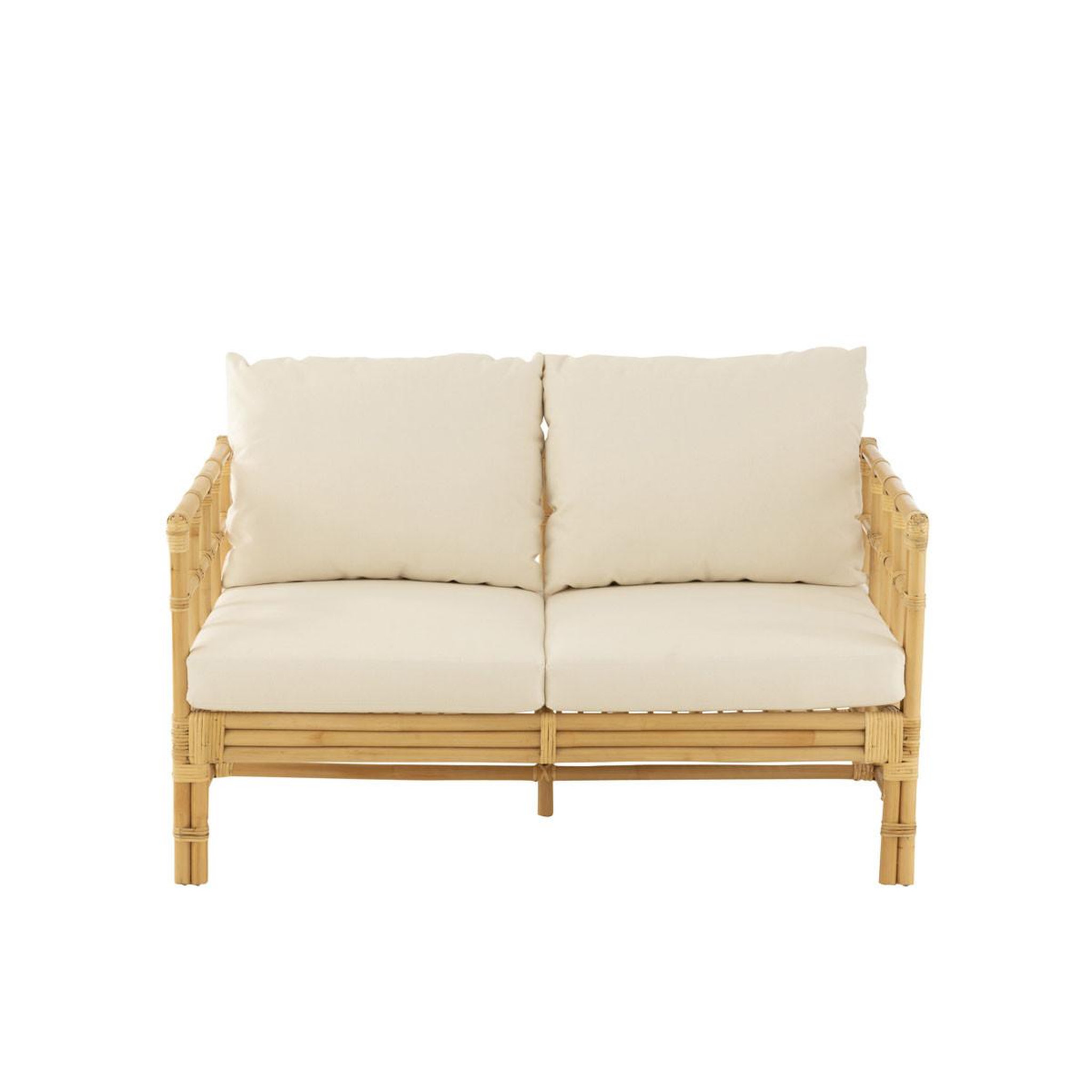 Voir la diapositive 2 : J-LINE Canapé 2 places rotin & coussin  elise  127cm naturel