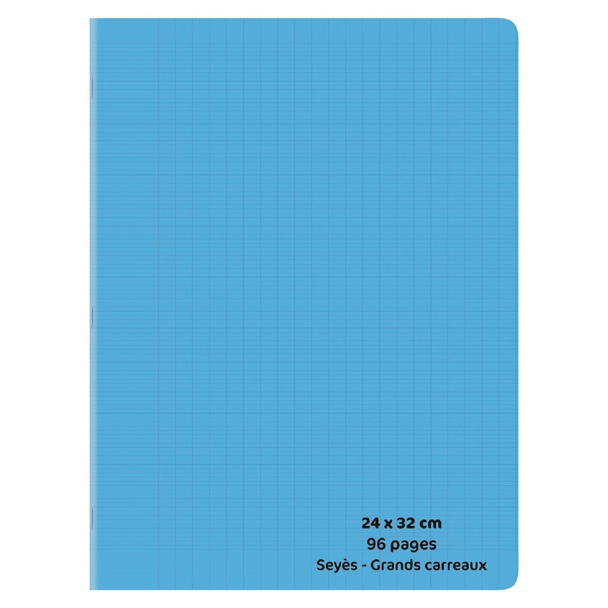 POUCE Cahier piqué polypro 24x32cm 96 pages grands carreaux Seyes bleu