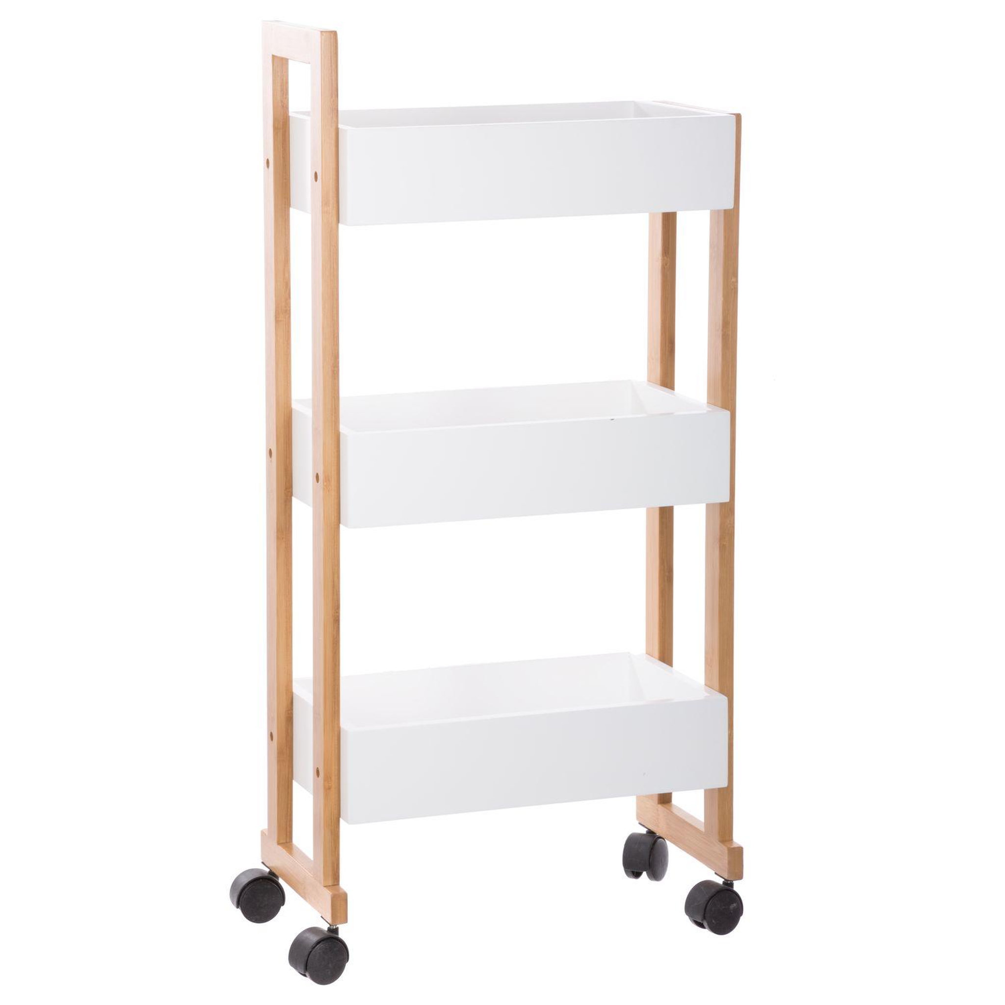 FIVE Desserte en bambou 3 niveaux Lea - L. 38 x H. 80 cm - Blanc