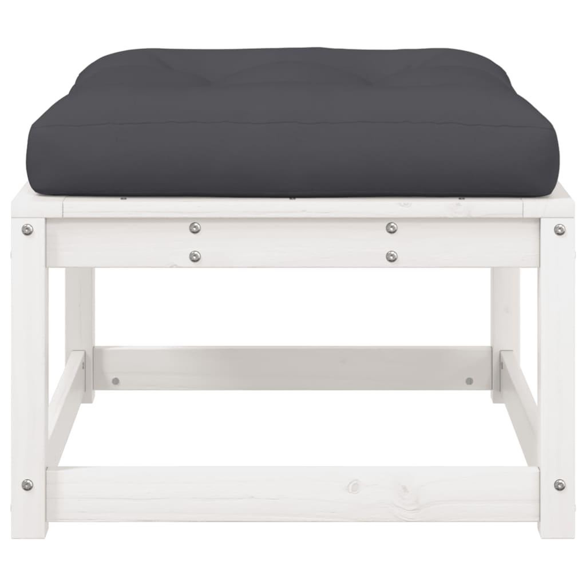 Voir la diapositive 5 : VIDAXL Repose-pied de jardin avec coussins blanc bois de pin massif
