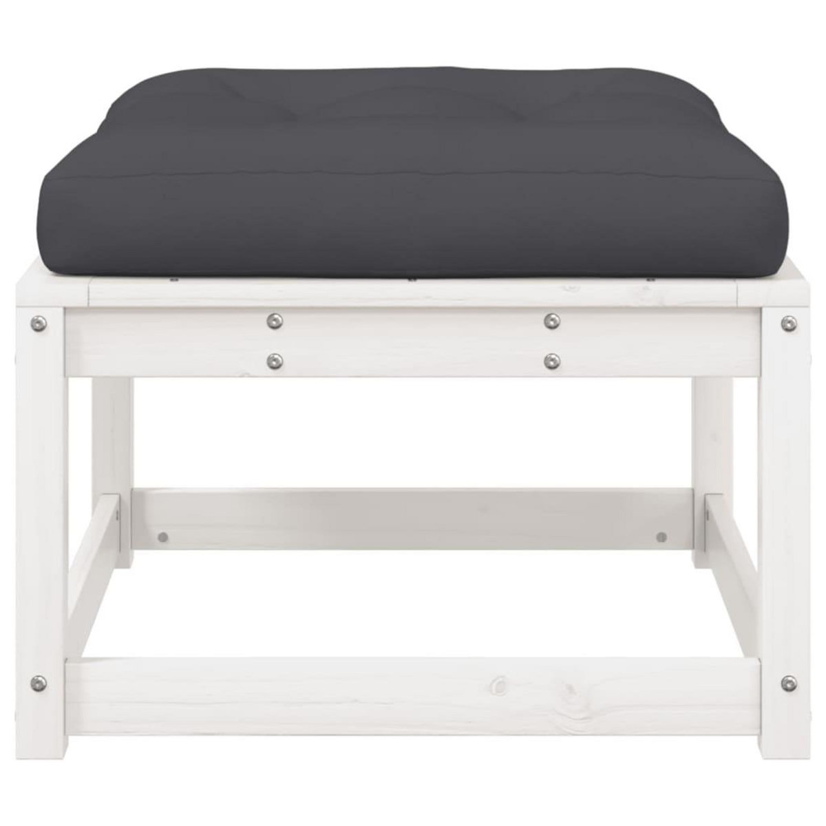 VIDAXL Repose-pied de jardin avec coussins blanc bois de pin massif