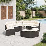VIDAXL Salon de jardin 3 pcs demi-rond noir resine tressee