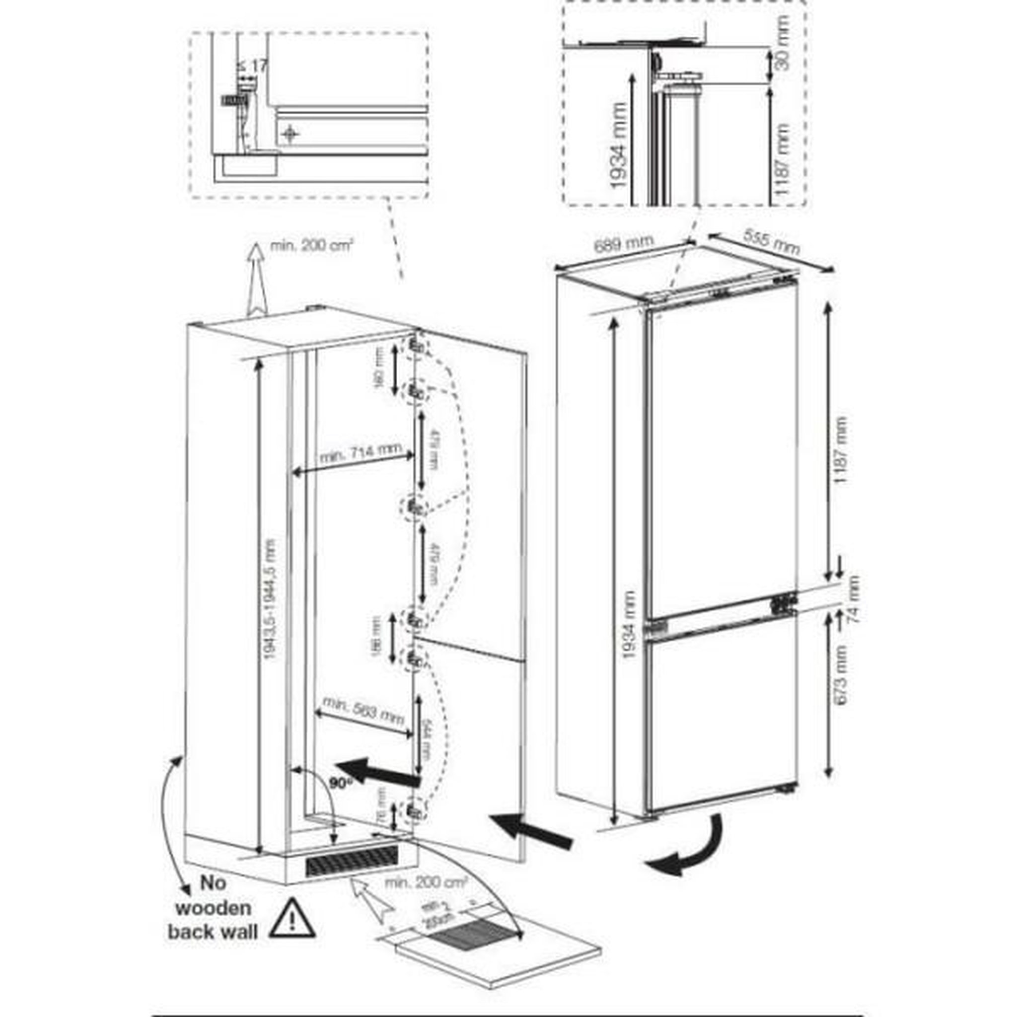 Voir la diapositive 5 : Beko Réfrigérateur combiné intégrable à pantographe 266l - bcse400e40sn
